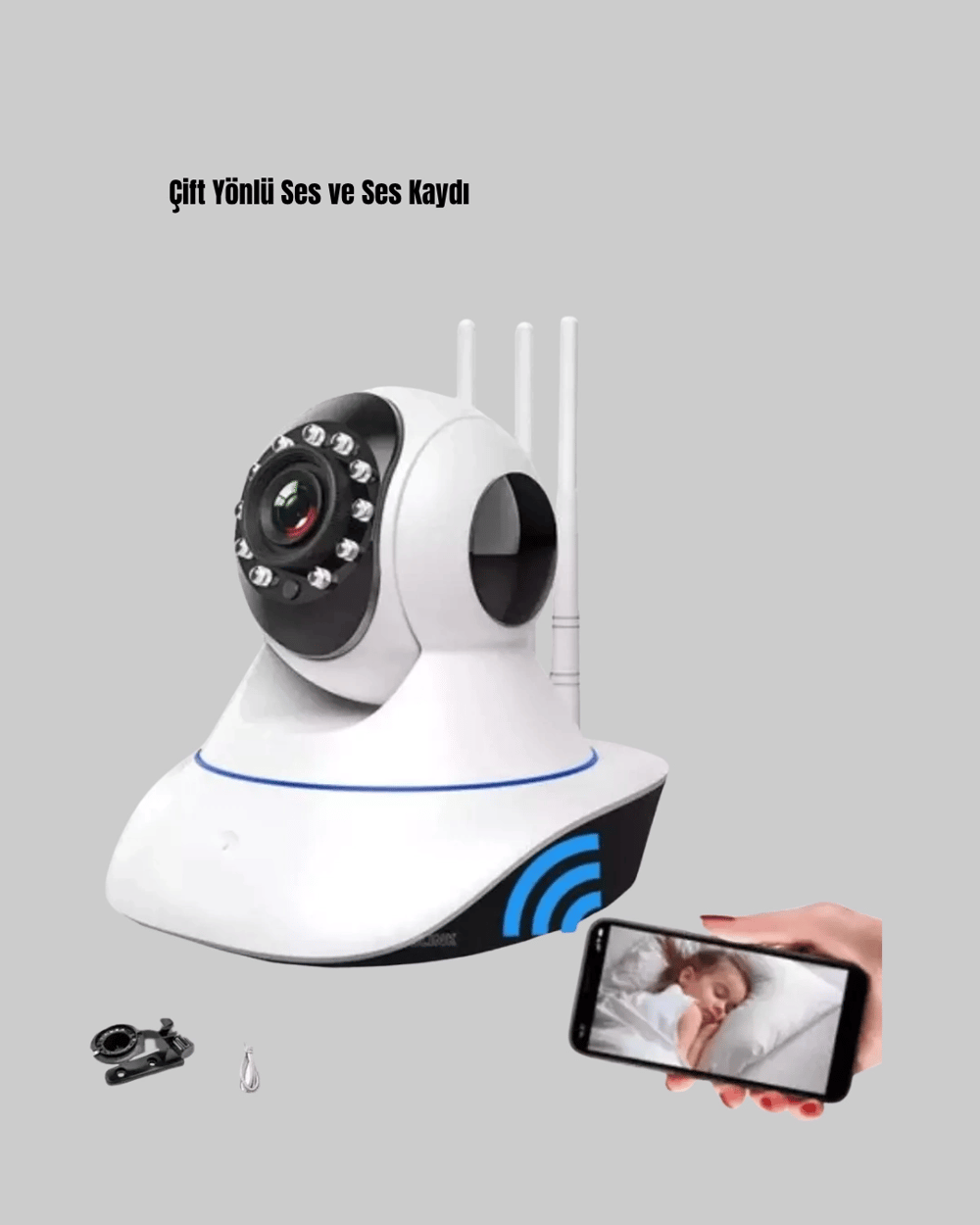Full HD Akıllı IP Kamera Gece Görüşlü, Hareket Sensörlü, Çift Yönlü Ses ve Online Kayıt Özellikli