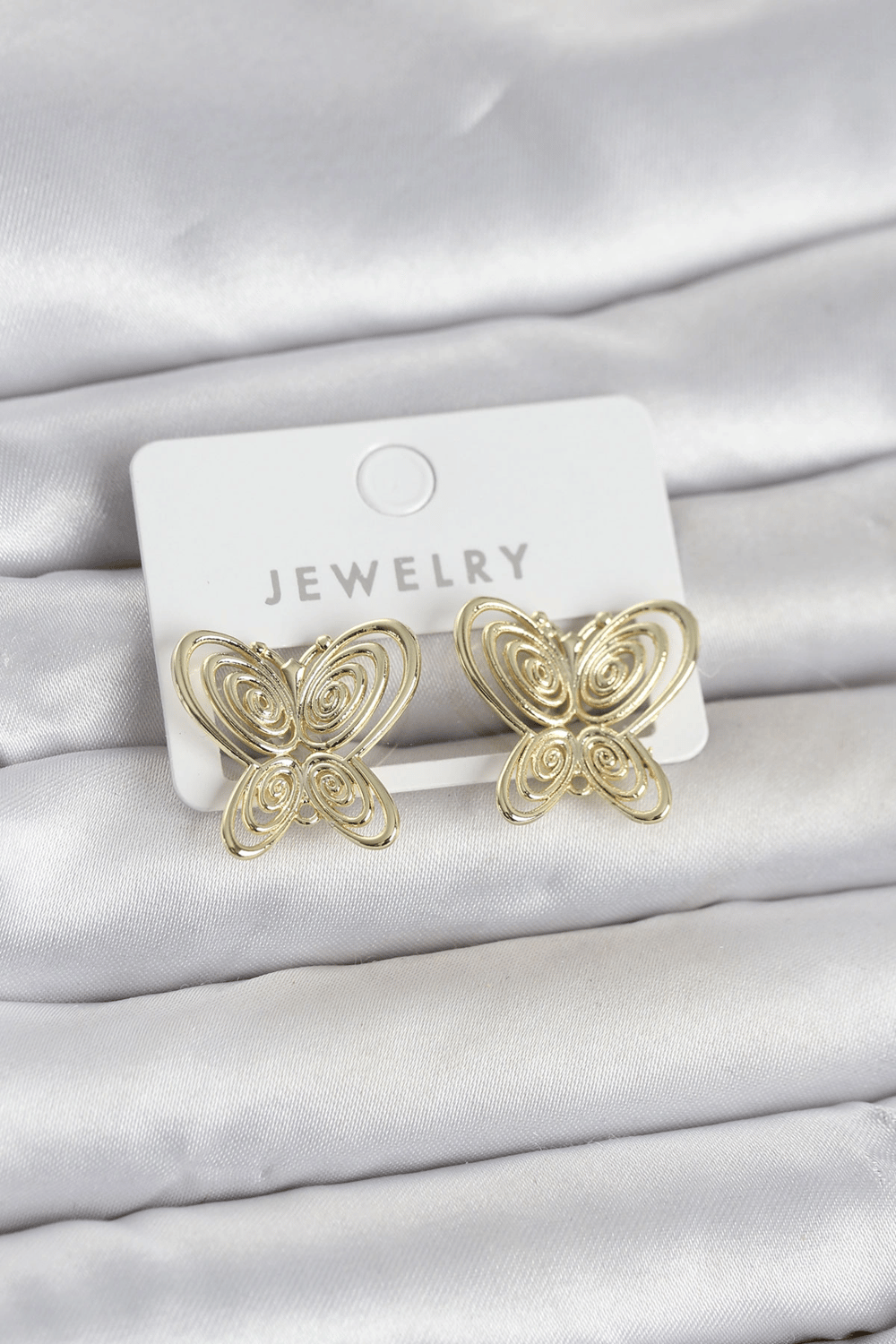 Füsun Küpesi Model Gold Renk Kelebek Model Pirinç Kadın Küpe