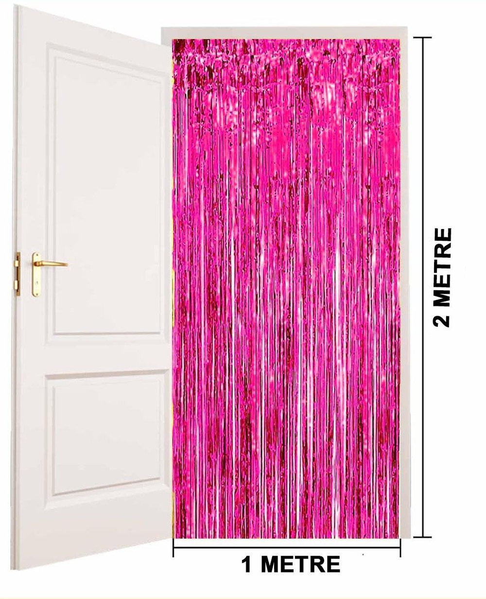 Fuşya Renk Ekstra Metalize Parlak Saçaklı Arka Fon Perde İthal A Kalite 1x2 Metre (3936)