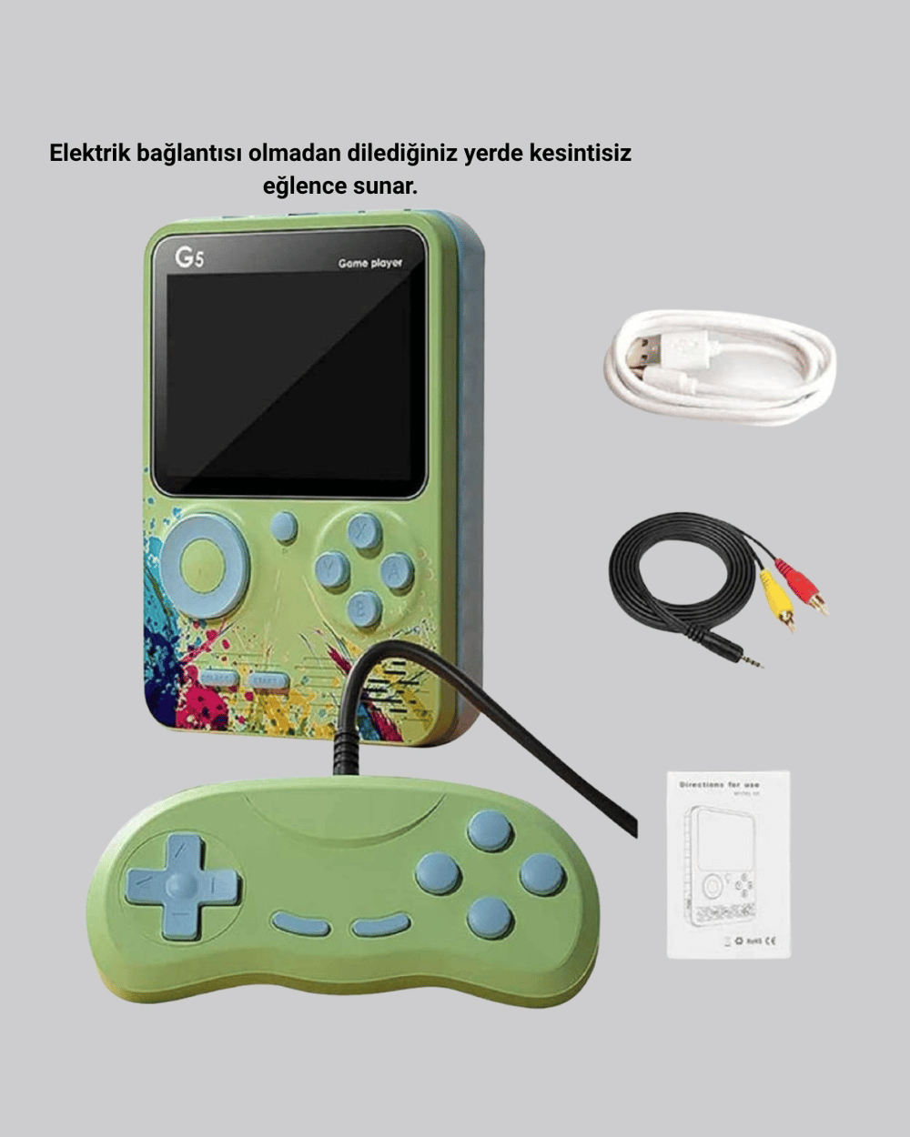 G5 Taşınabilir Retro Game Box 500 Oyunlu Şarjlı Mini Oyun Konsolu