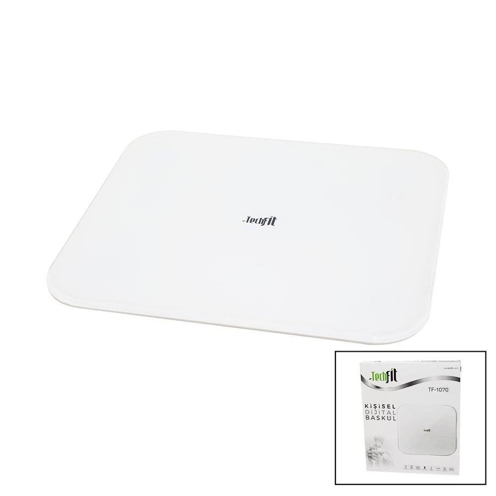 GİZLİ EKRAN -SOFT BEYAZ CAM ZEMİN  DİJİTAL BASKÜL TERAZİ 180KG SENSÖR -LED EKRAN -ODA℃ TF-1070 (3936)