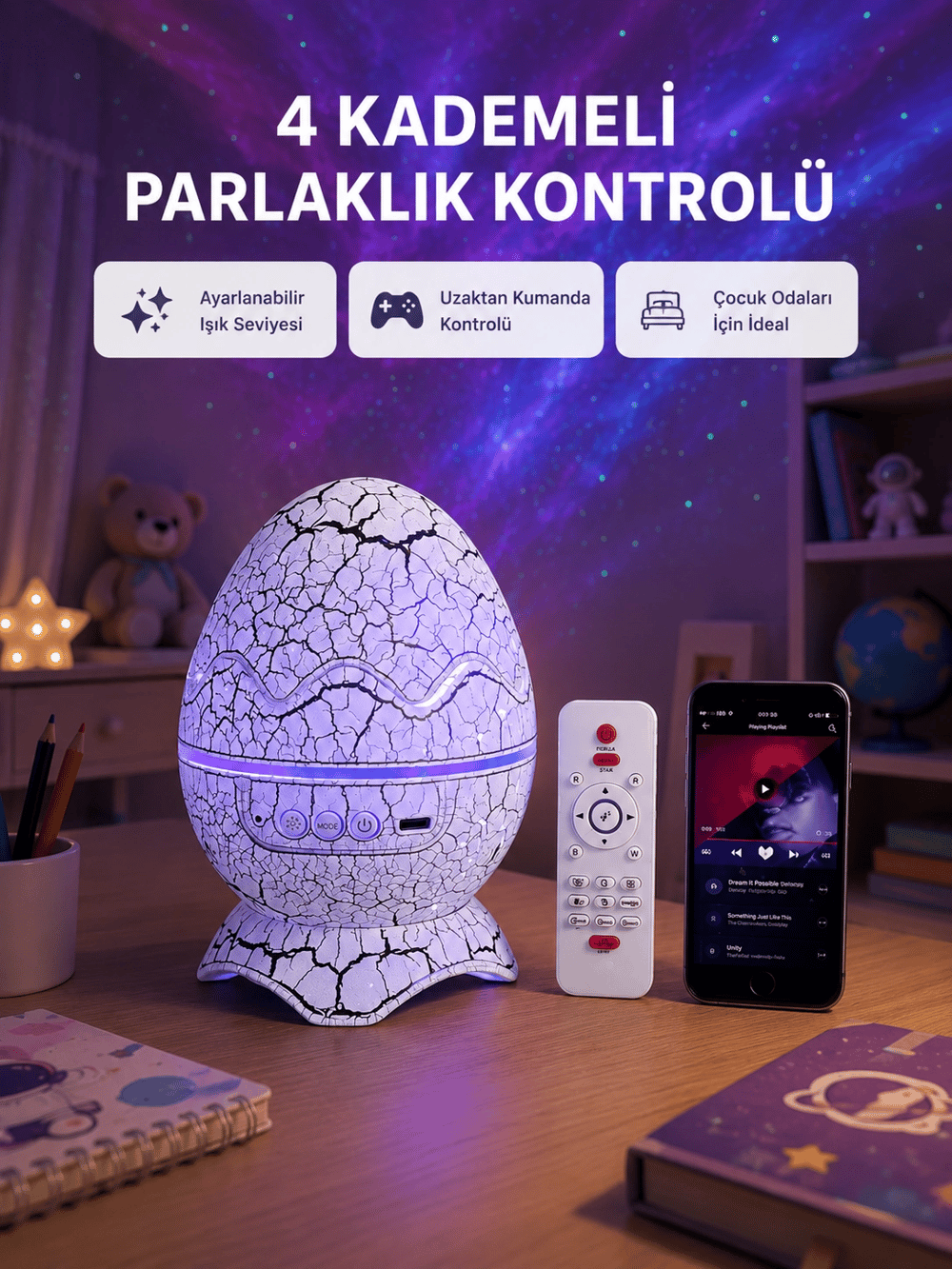 Galaksi Efektli Dinozor Yumurta Projektör – Yüksek Çözünürlüklü