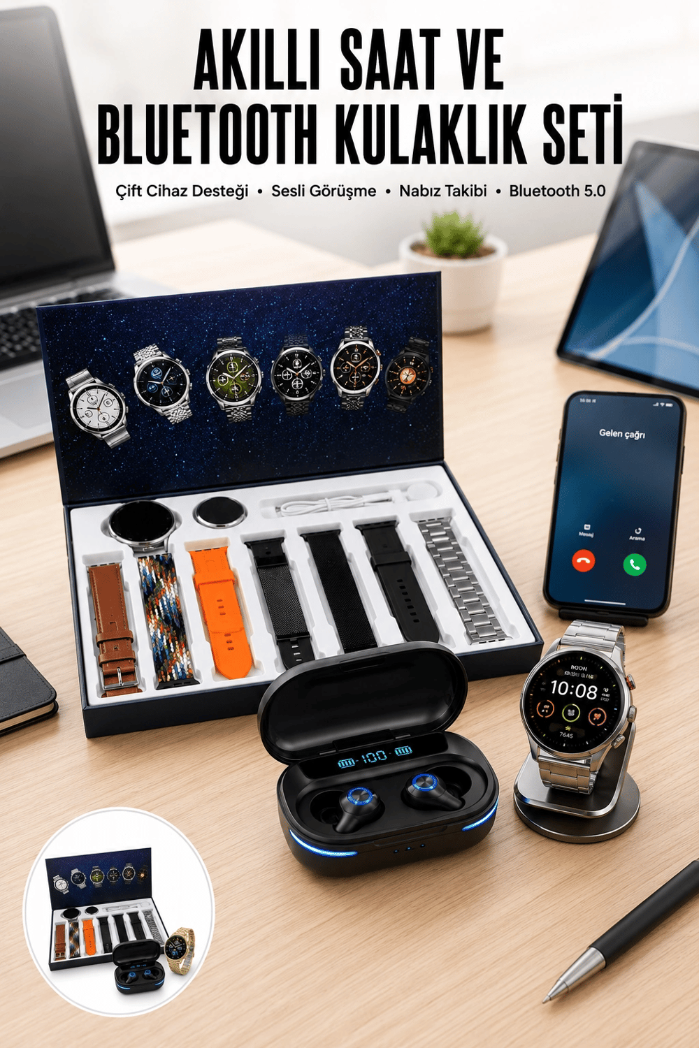Gamer Oyuncu Seti Bluetooth Kulaklık Ucuz Kaliteli Yeni Nesil Akıllı Saat