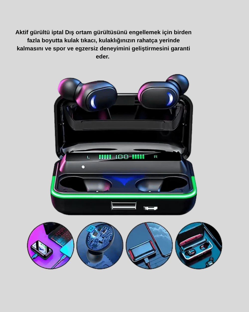 Gaming Bluetooth Kulaklık 800mAh Powerbank Düşük Gecikmeli