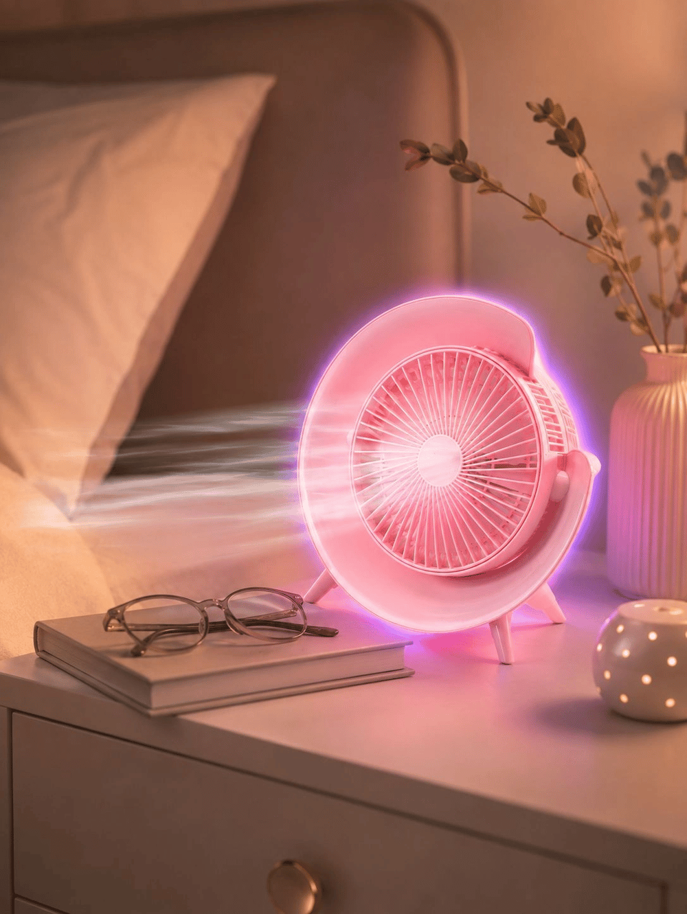 Gece Lambalı Renk Değiştiren Masaüstü Fan