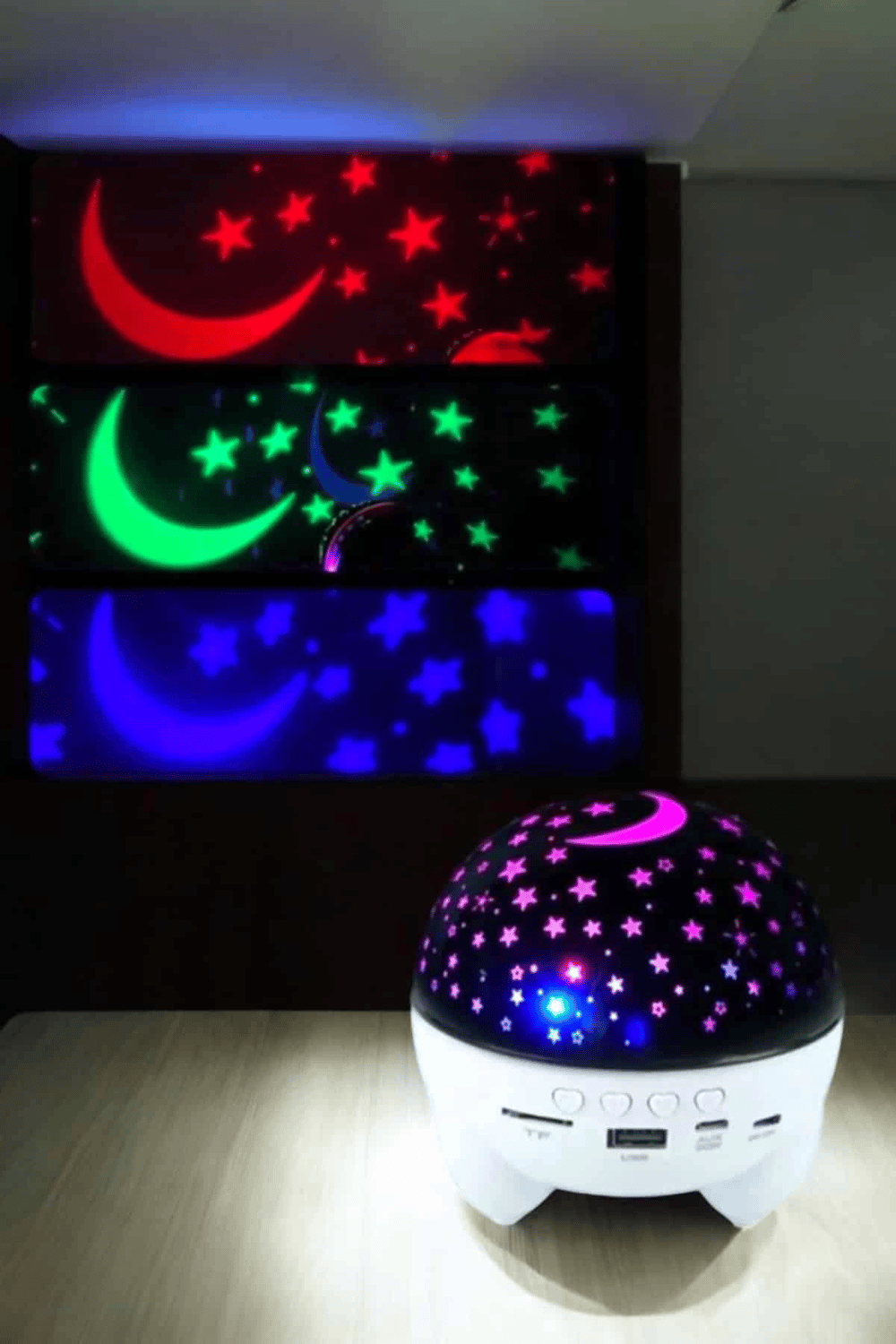 Gece Lambası Projeksiyon Görünümlü Şarjlı Yıldızlı Yuvarlak