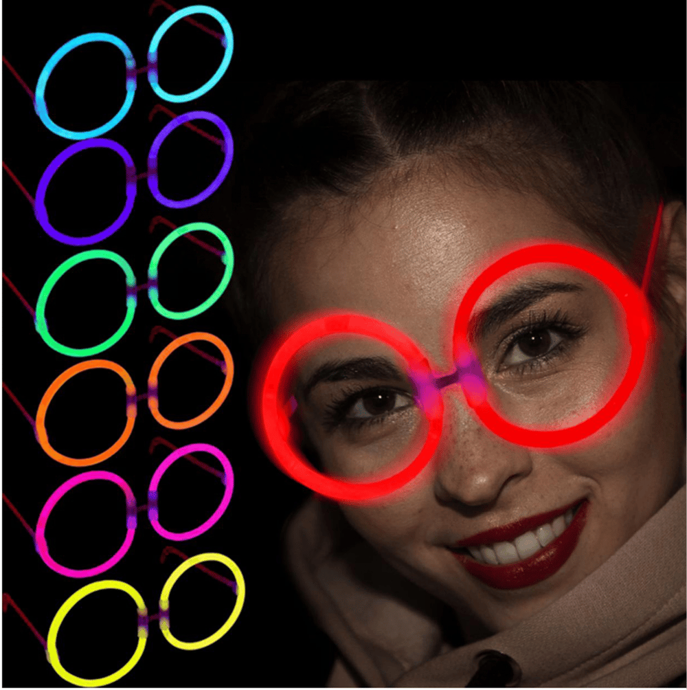Glow  Yuvarlak Gözlük - Glow Partisi Gözlükleri - Glow Gözlük 12 Adet