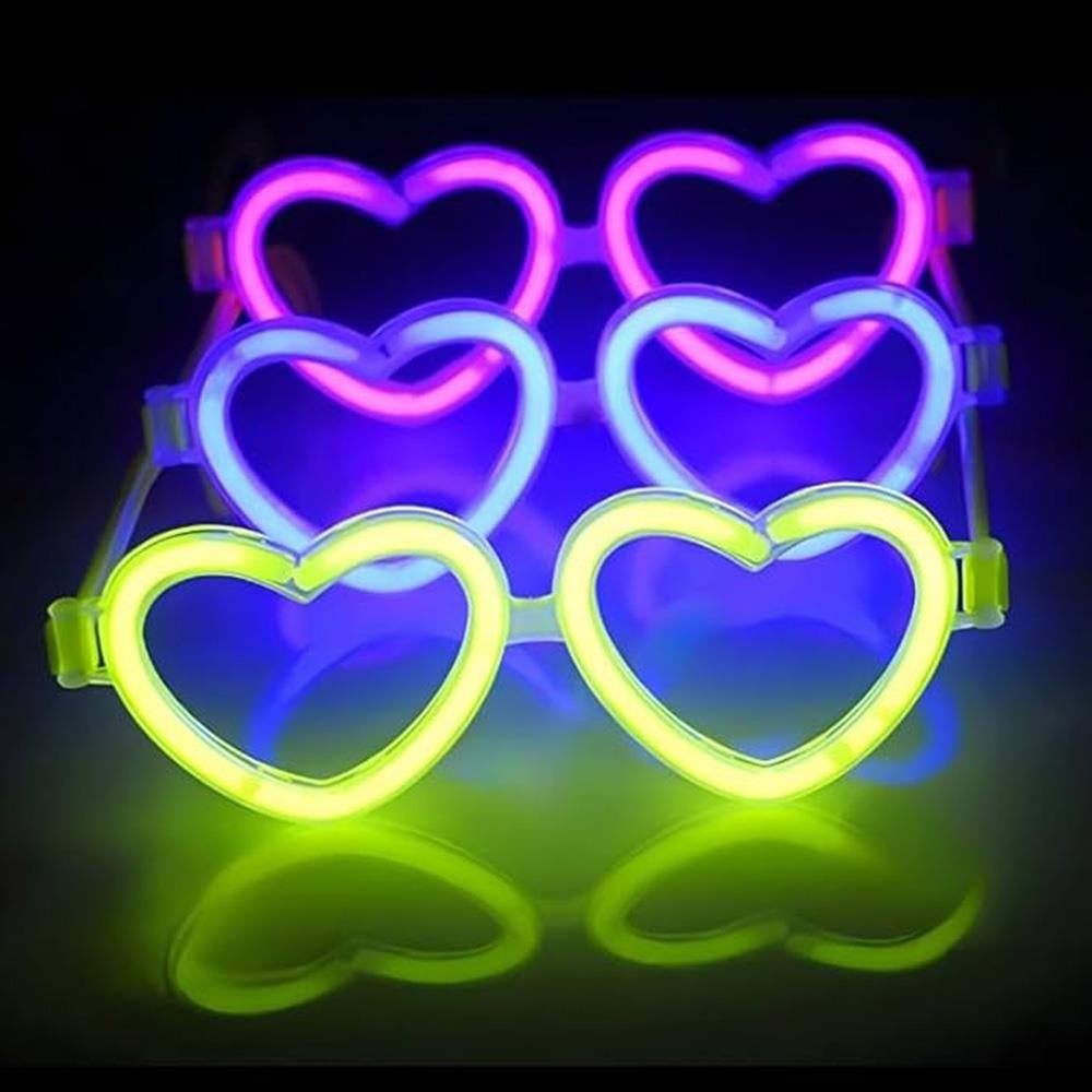 Glow Kalpli Fosforlu Gözlük 6’lı Renkli Set – Neon Parti (3936)