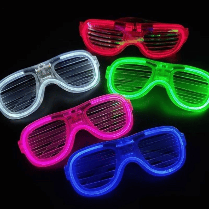 Glow Model Led Işıklı Parti Gözlüğü 3 Modlu 5 Renk 5 Adet