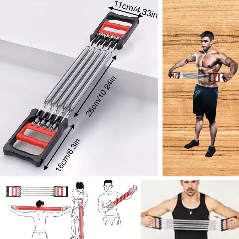 Göğüs Genişletme Ve Kuvvet Egzersiz Aleti – 5 Yaylı 5 Kademeli Ayarlanabilir Fitness Ve Kuvvet Antrenmanı Ekipmanı Bx40