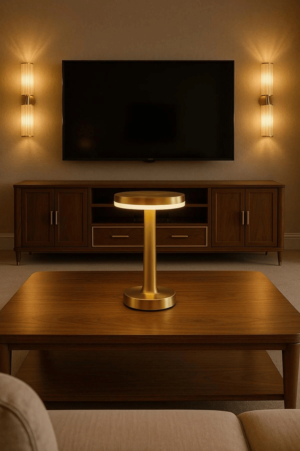Gold Mantar Masa Lambası 3 Renk Modlu Kablosuz Şarjlı Dekoratif Metal LED Abajur