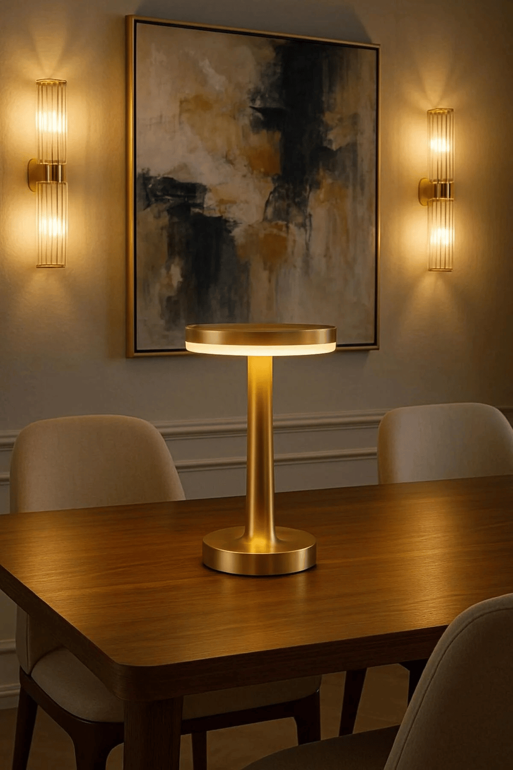 Gold Mantar Masa Lambası 3 Renk Modlu Kablosuz Şarjlı Dekoratif Metal LED Abajur