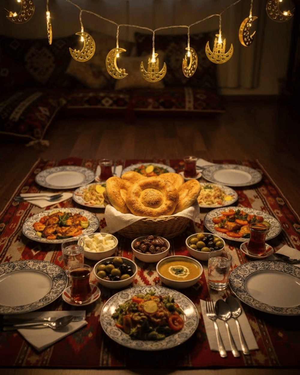 Gold Renk Metal Minareli Hilal LED Işık Pilli Ramazan Süsü