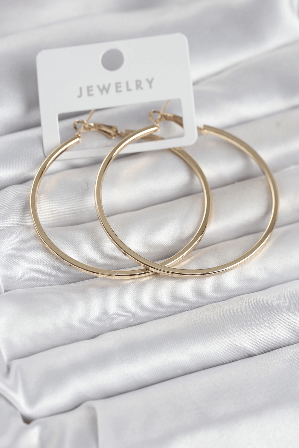 Gold Renk Pirinç Köşeli Kenar Halka 54 mm Kadın Küpe