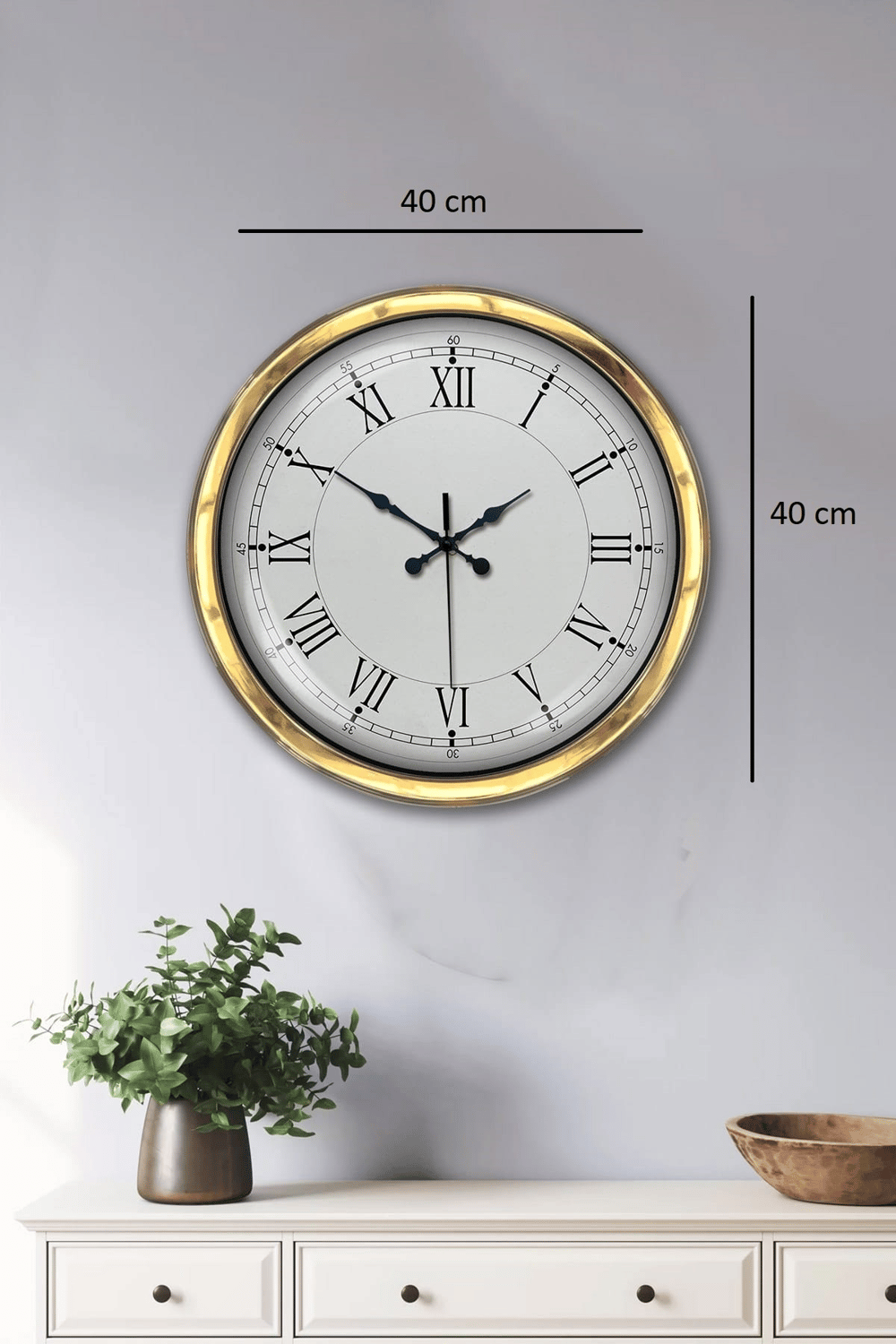 Gold Şık 40 Cm Metal Roma Rakamlı Duvar Saati