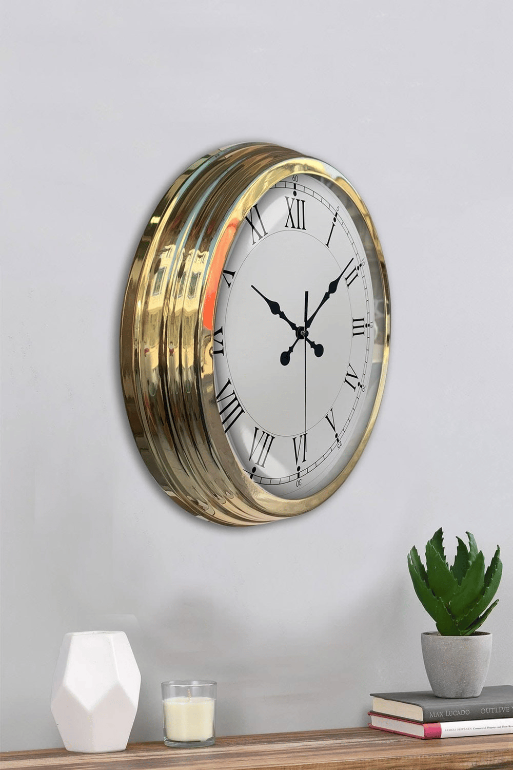Gold Şık 40 Cm Metal Roma Rakamlı Duvar Saati