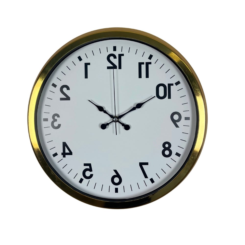 Gold Ters Zaman 40 x 40 Cm Metal Duvar Saati