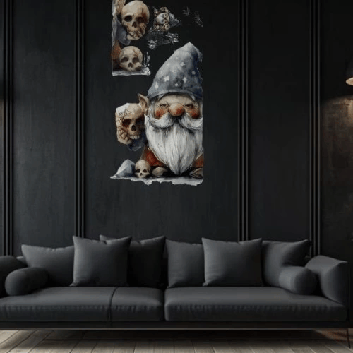 Gotik Cüce ve Kafatası Halloween Duvar Sticker Seti