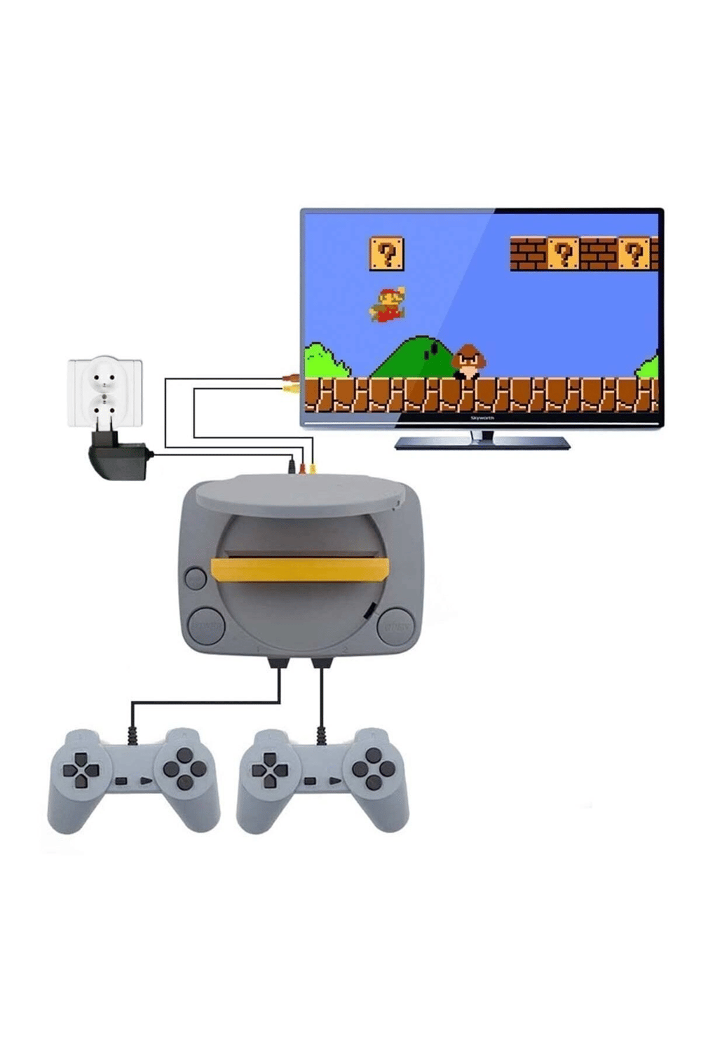 Gri Renkli 8 Bit Klasik Oyun Konsolu Retro TV Bağlantılı RCA Çıkışlı Kablolu Oyun Cihazı