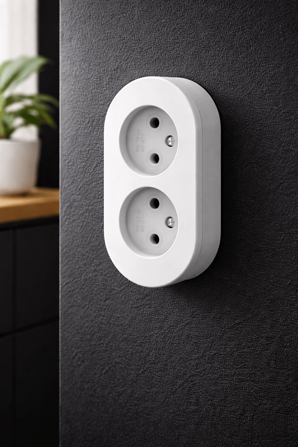 Gri Sıva Üstü İkili Topraklı Priz – Modern Şık Tasarım, Dayanıklı Elektrik Prizi Çiftli