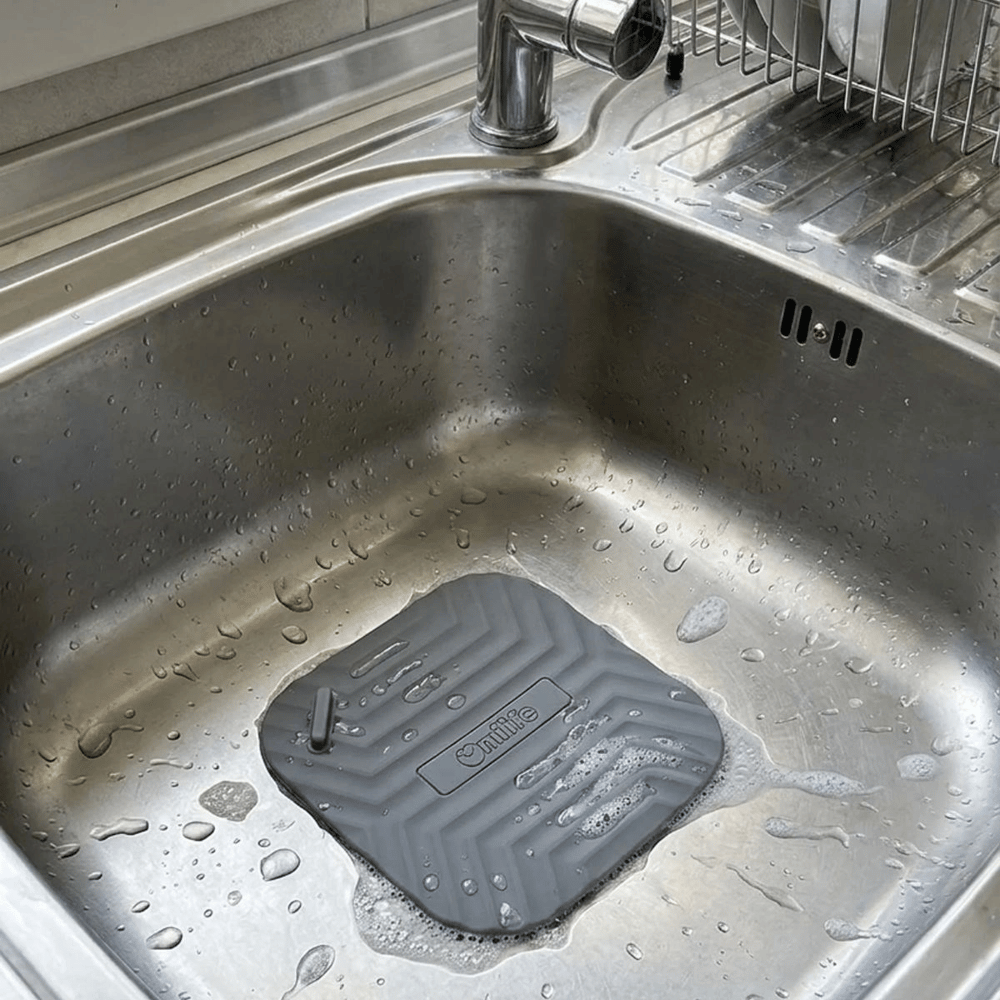 Gri kare Evye Gider Koku Önleyici Silikon Mat – Lavabo Süzgeç Ve Haşere Engelleyici Bx40
