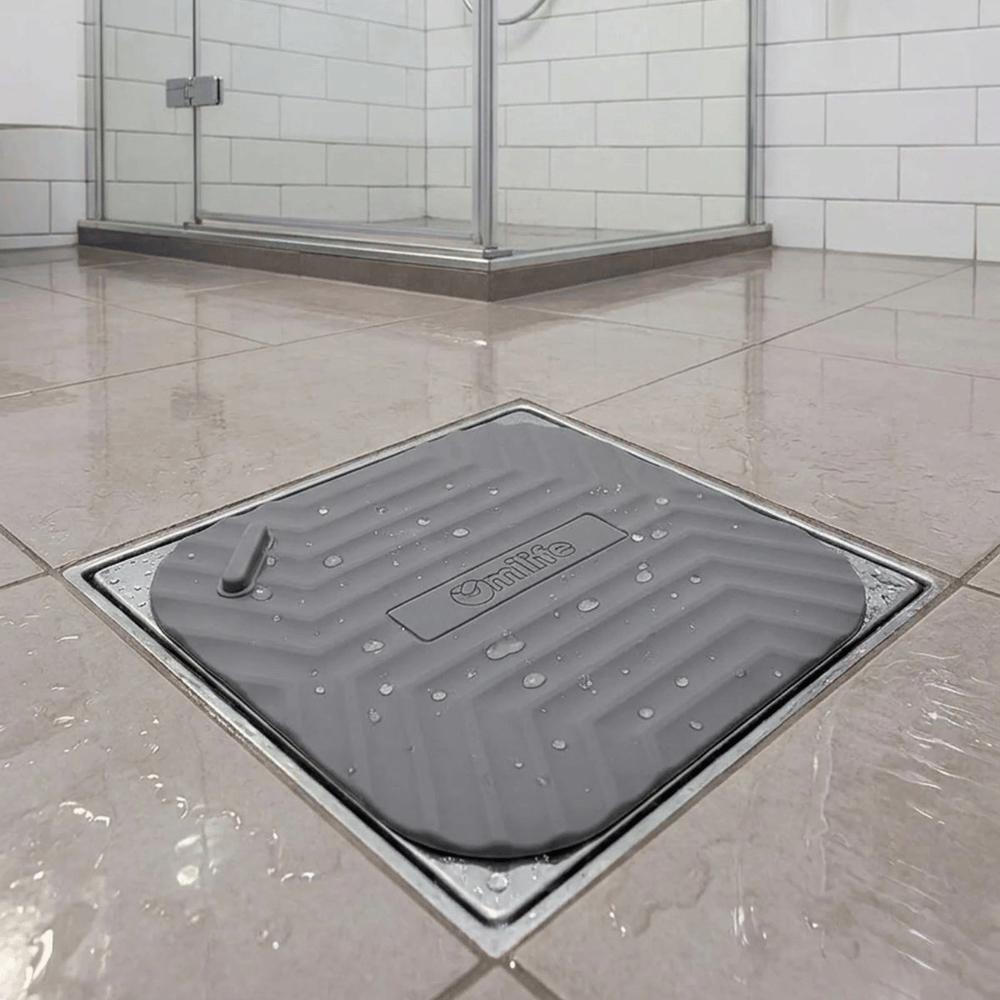 Gri kare Evye Gider Koku Önleyici Silikon Mat – Lavabo Süzgeç Ve Haşere Engelleyici Bx40
