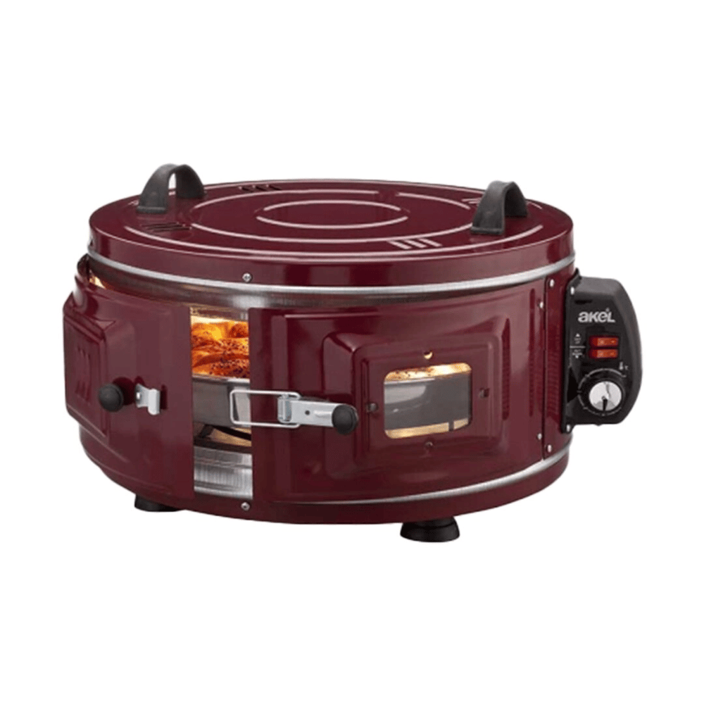 Gross Yuvarlak Davul Fırın Standart Ayarlanabilir Termostat = 50°c-320°c 1300w - 53cm Alüminyum Tepsi Ön Gözetleme Camı  Af-008b Bx40