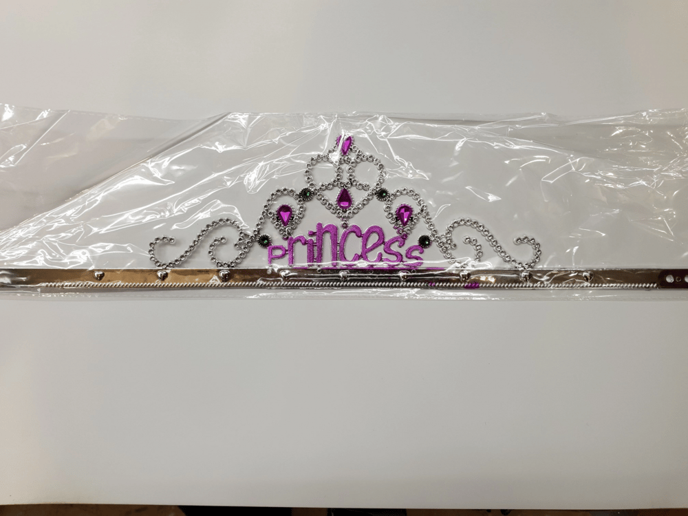 Gümüş Renk Prenses Yazılı Parti Tacı 60 Cm Bx40