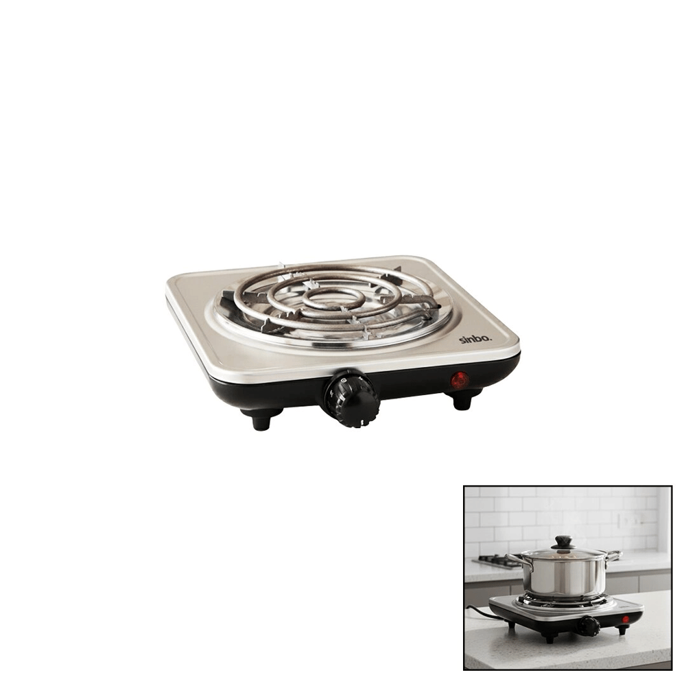 Gümüş Tek Gözlü Elektrikli Ocak 1000w 5 Farklı Ayarlanabilir Isı Kontorl Kaymaz Ayak Hızlı Isınan Taş  Sco-5065 Bx40