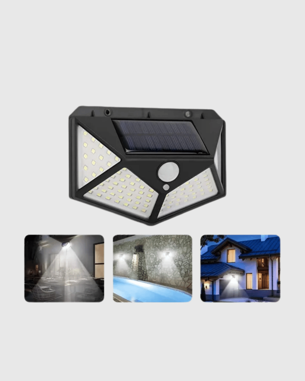 Güneş Enerjili 100 LED Dış Mekan Lamba Hareket Sensörlü, Uzun Süreli Şarj Solar Aydınlatma