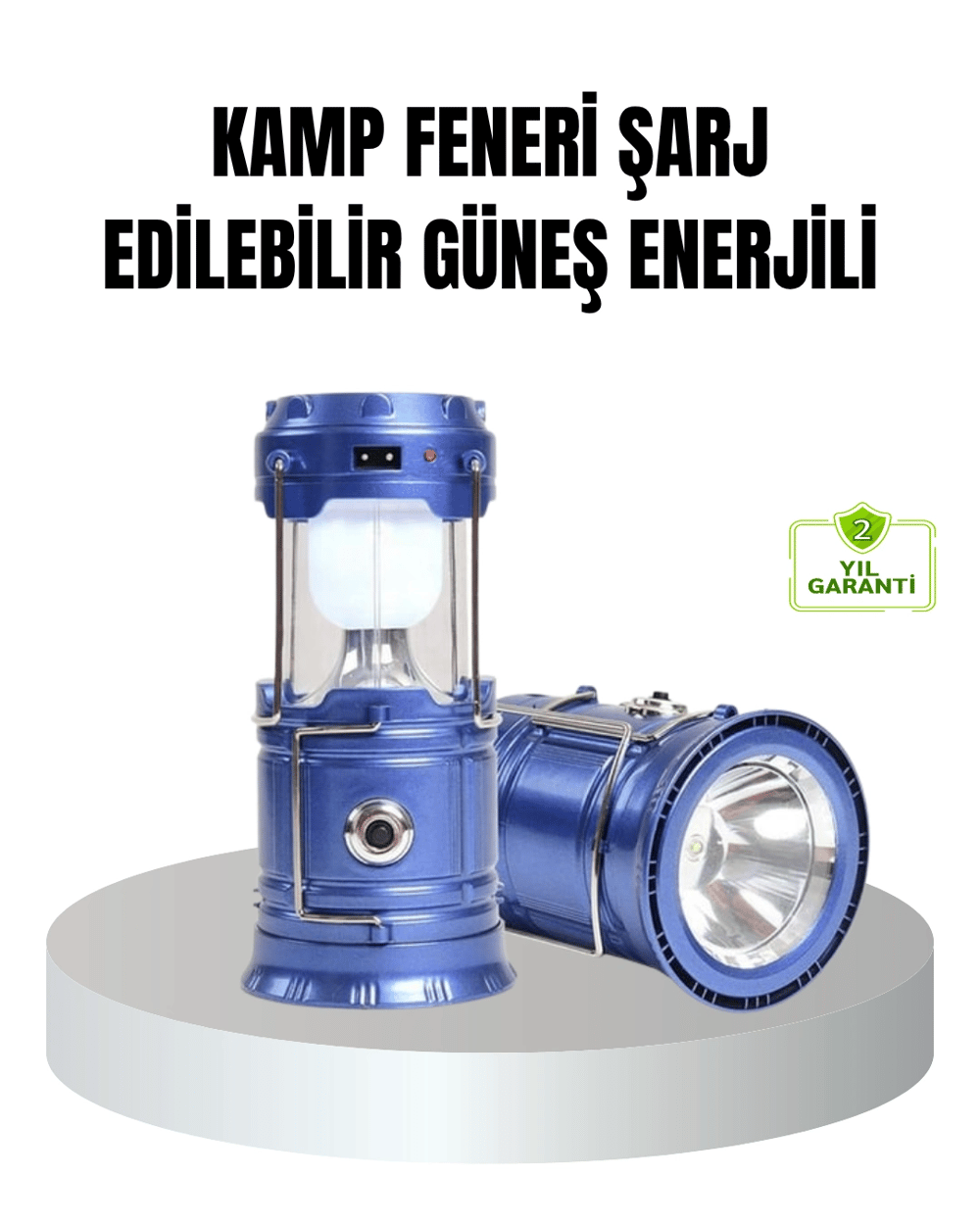 Güneş Enerjili Kamp Lambası Şarjlı Taşınabilir Kompakt Açık Hava Işığı