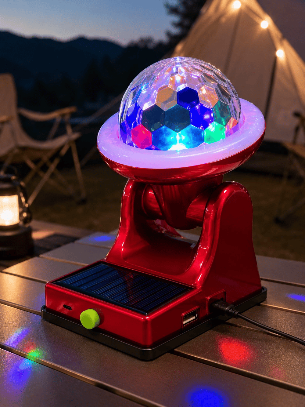 Güneş Enerjili LED Disco Lamba Şarjlı RGB Parti ve Dekoratif Aydınlatma Lambası