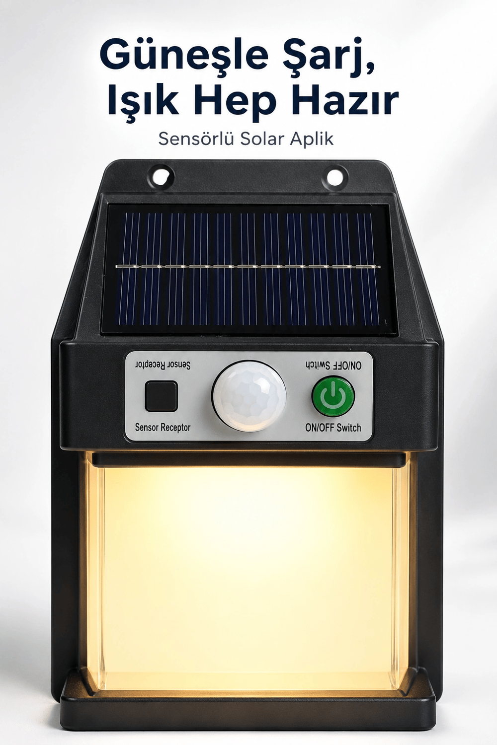 Güneş Enerjili Sensörlü Solar Aplik Duvar Tipi Dış Mekan Bahçe Balkon Işığı
