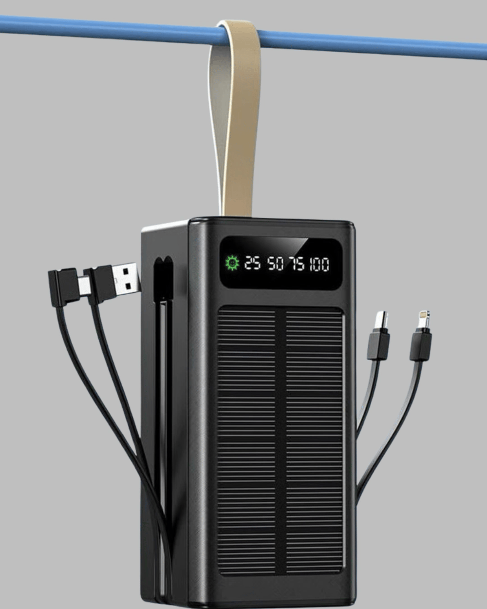 Güneş Panelli Powerbank LED Işıklı Taşınabilir Şarj Cihazı