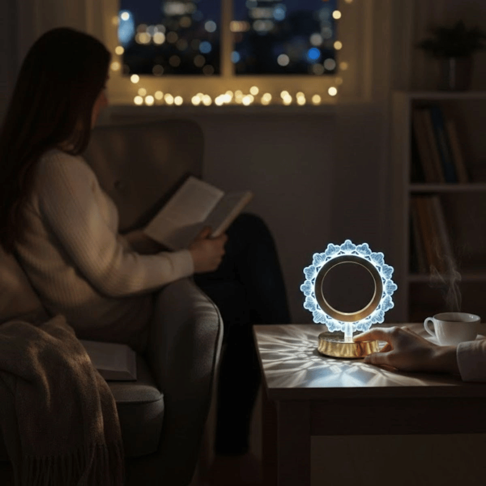 Güneş Şeklinde Kristal Led Masa Lambası – Dokunmatik, 3 Renk Işık Modlu, Şarjlı Mini Dekoratif Gece Lambası Bx40