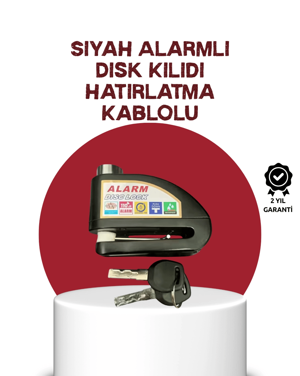 Güvenlik Sensörlü Alarmlı Disk Kilidi Motosiklet ve Bisiklet İçin
