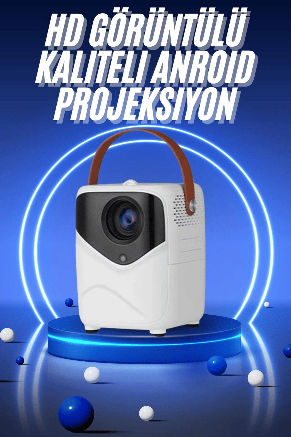 HD Ayaklı Portatif Projeksiyon Cihazı Bluetooth Wifi Akıllı Android İşlemcili