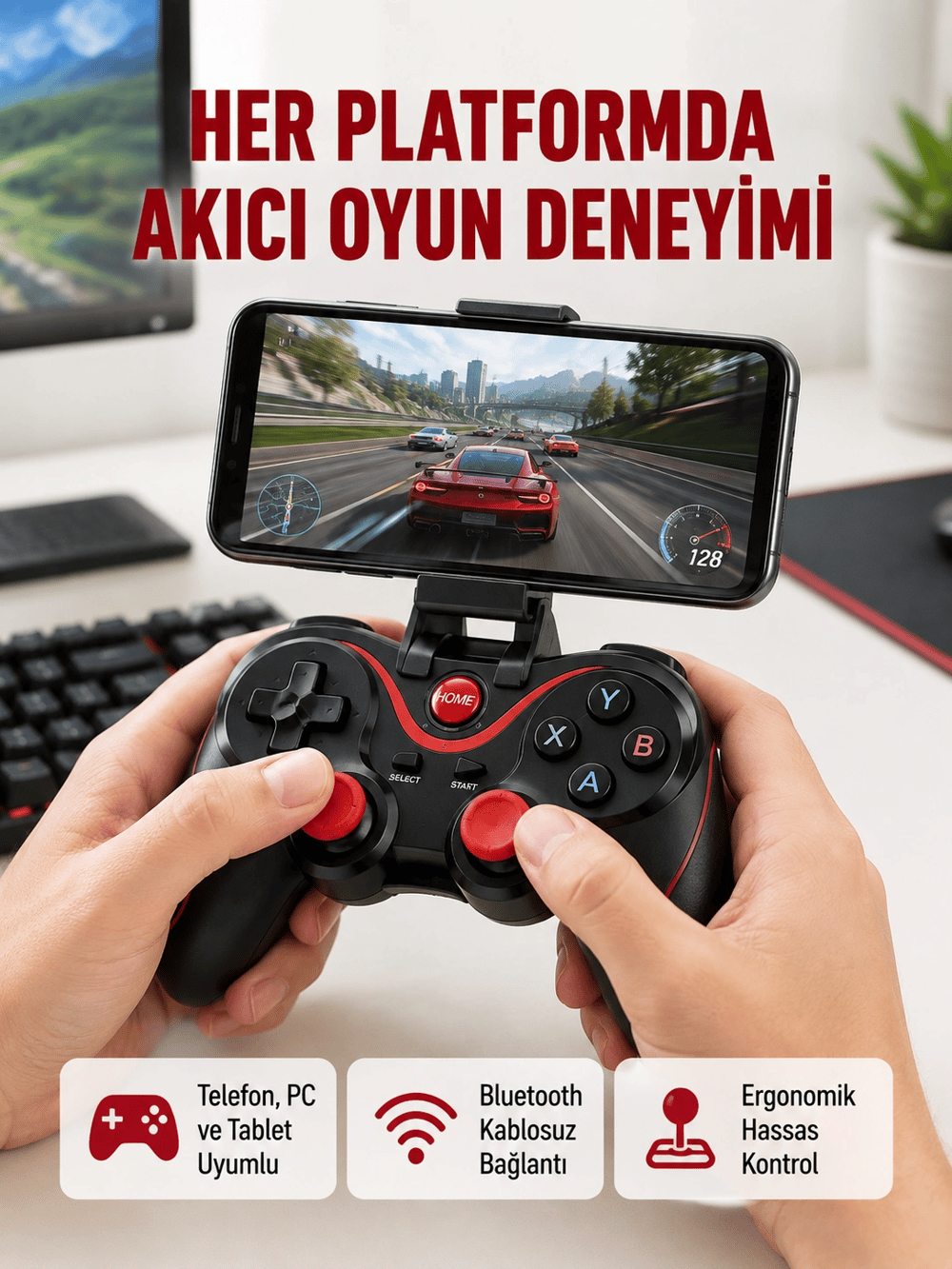 Hafif ve Taşınabilir Kablosuz Bluetooth Oyun Konsolu