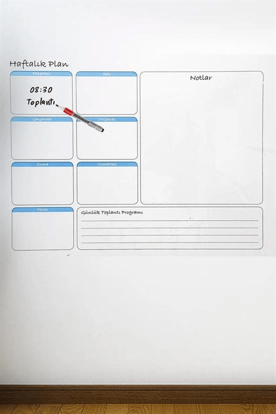 Haftalık Planlayıcı Manyetik Duvar Stickerı Takvim 70 Cm X 56 Cm Bx40