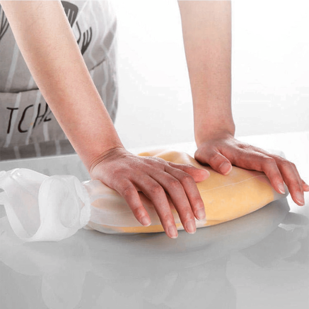 Hamur Torbası 2 Li Set Orta Ve Büyük Hamur Silikon Şeffaf Yoğurma Torbası Ekmek Makarna Mantı Yoğur Bx40