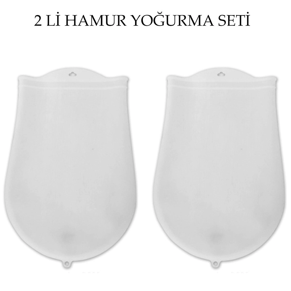 Hamur Torbası 2 Li Set Orta Ve Büyük Hamur Silikon Şeffaf Yoğurma Torbası Ekmek Makarna Mantı Yoğur Bx40