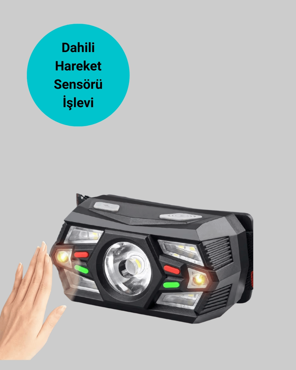 Hareket Sensörlü Şarjlı LED Far Suya Dayanıklı Çok Modlu