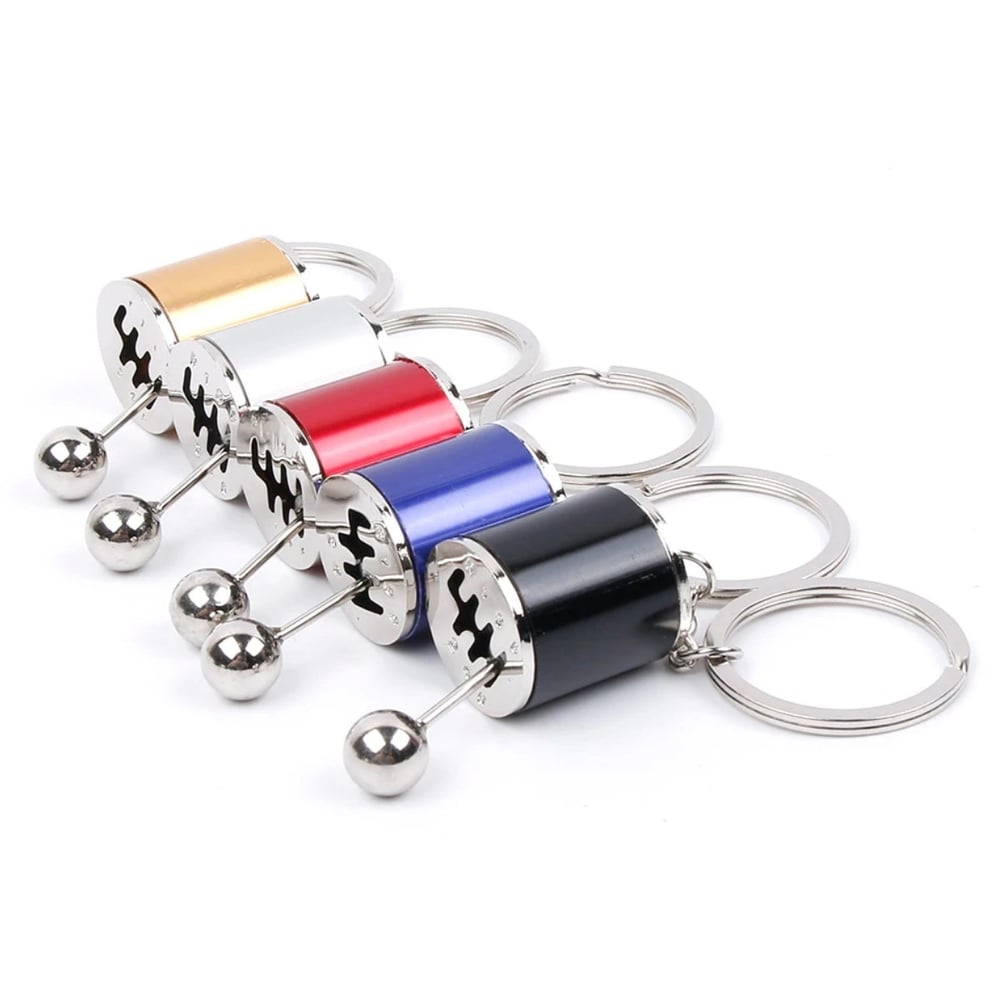 Hareketli Araba Vites Anahtarlık Altı Hız Manuel Vites Dişli Shifter Topuzu Metal Anahtarlık Bx40