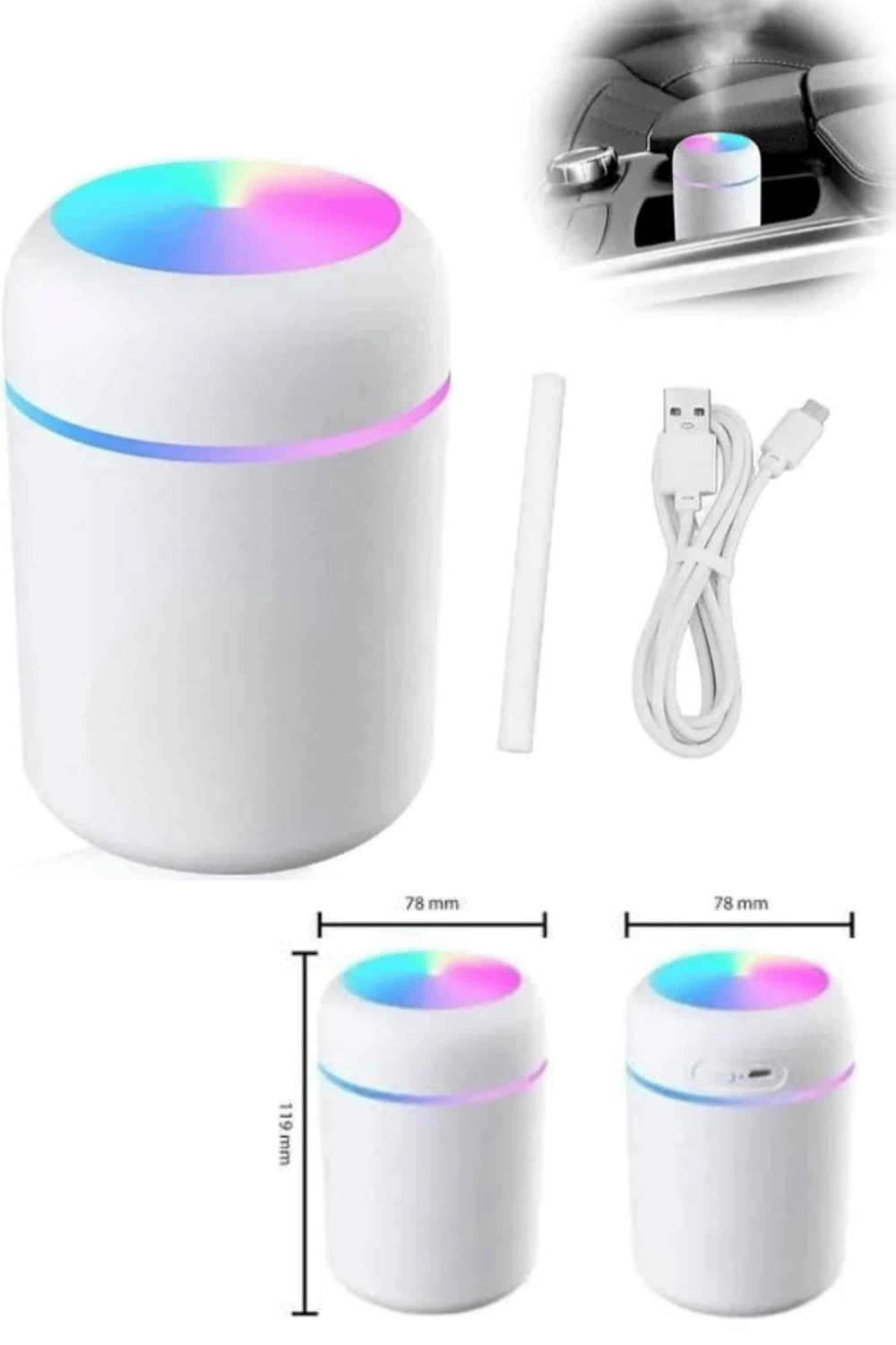 Hava Nemlendirici Buhar Makinesi Led Işıklı USB Dekoratif Nemlendirici Yeni Nesil