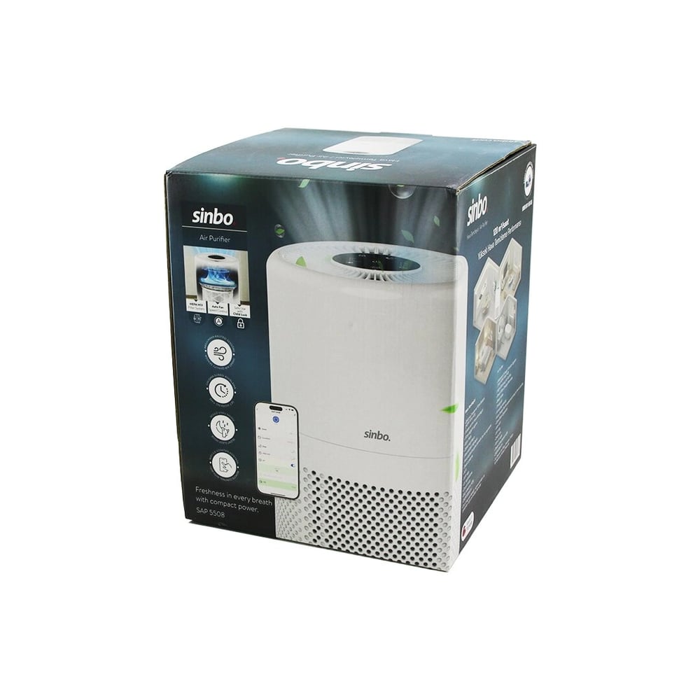 Hava Temizleme Cihazı Beyaz 3 Kademe Filtreleme Otomatik Fan Uv Aydınlatma Sessiz Uyku Mod Wifi Uzaktan Kontrol Sap-5508 Bx40