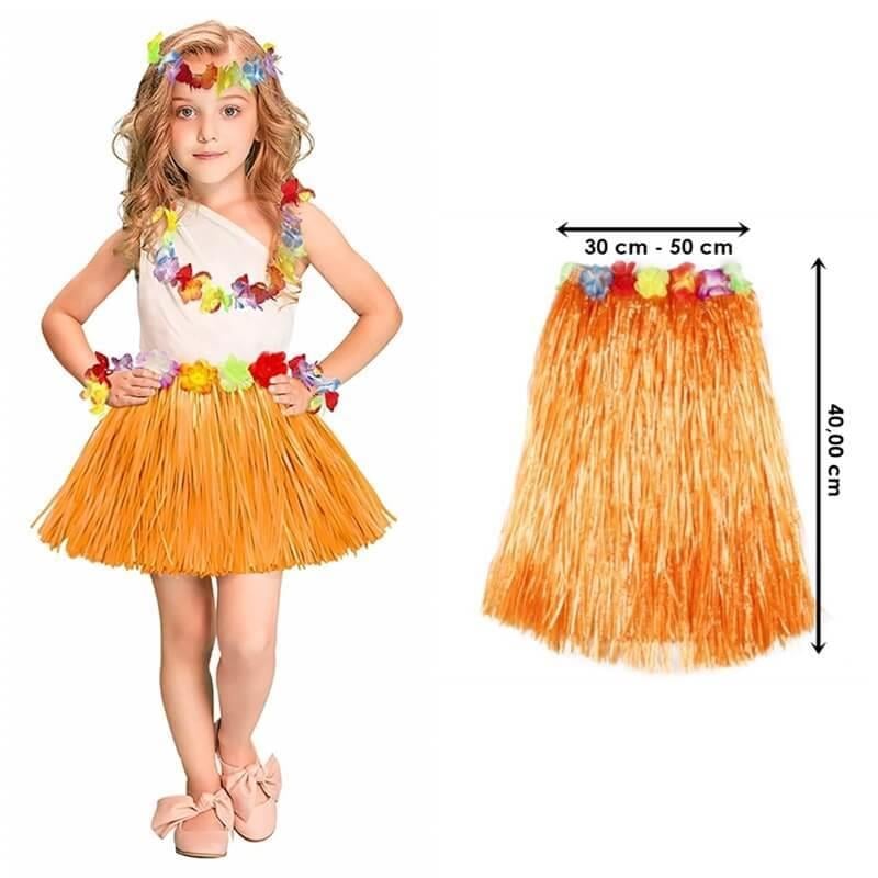 Hawaii Hula Eteği Turuncu Renk 40 cm (3936)