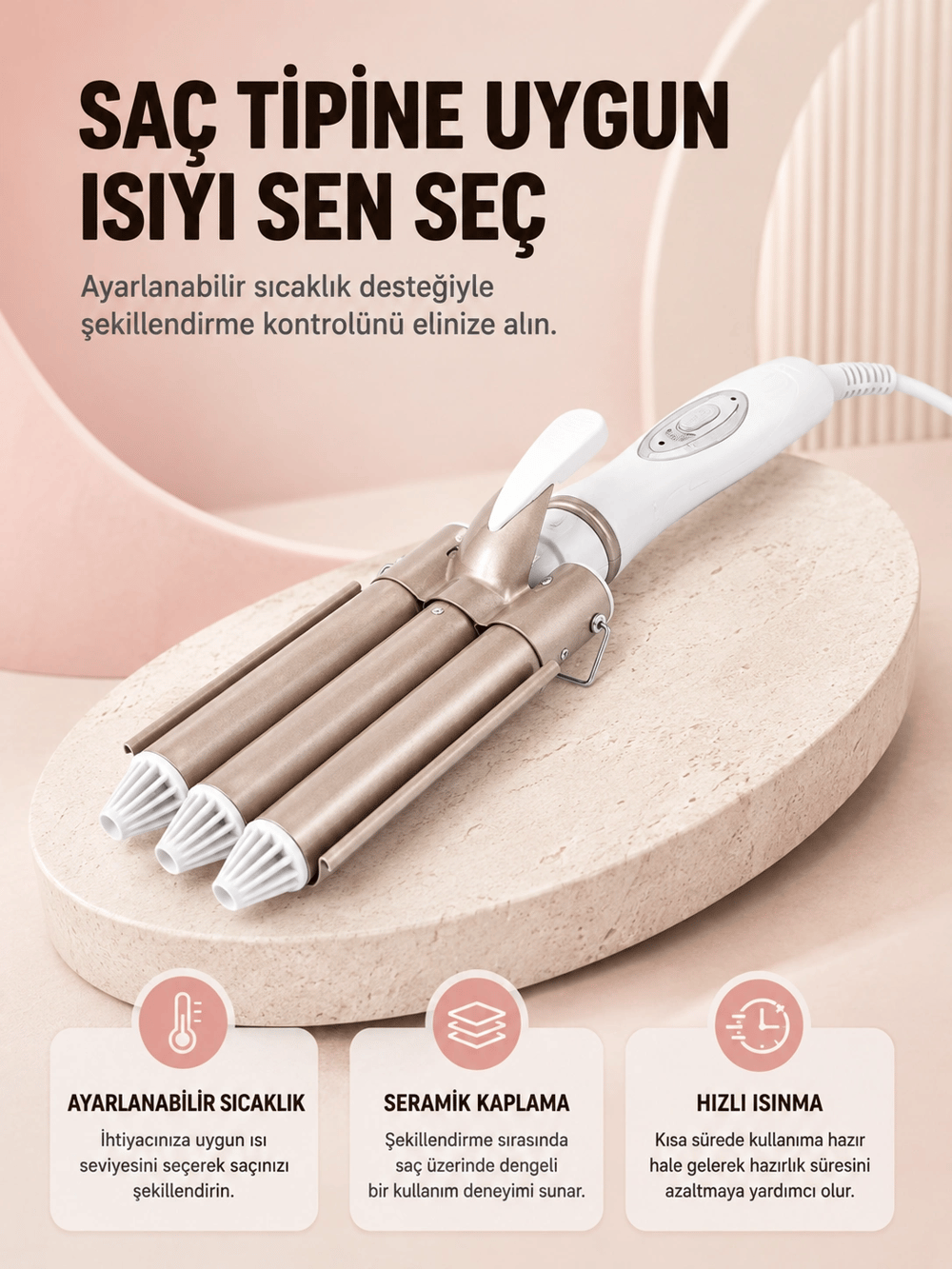 Her Saç Tipine Uygun, Hızlı Isınan Bukle Yapıcı – Evde Kuaför Kalitesinde Sonuç Yeni Nesil