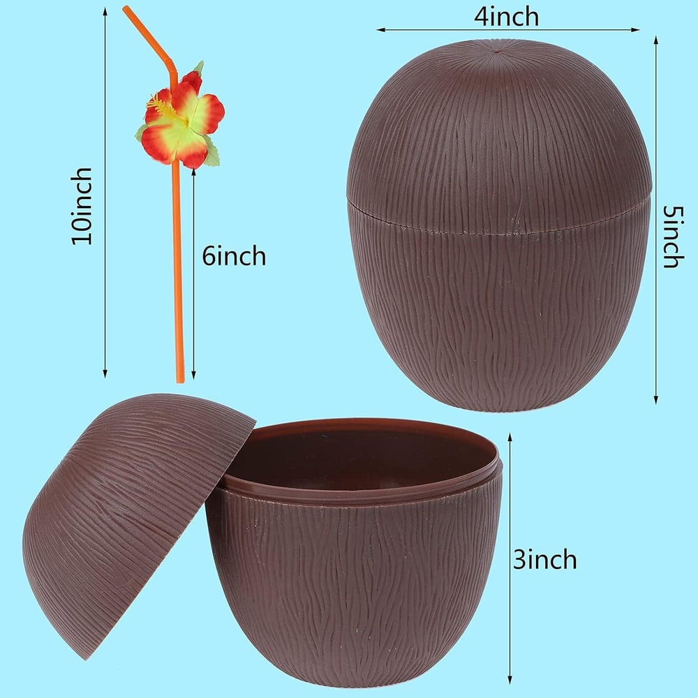 Hindistan Cevizi Hawaii Luau Aloha Pipetli İçecek Kabı Bardak 10x13 cm 1 Adet (3936)