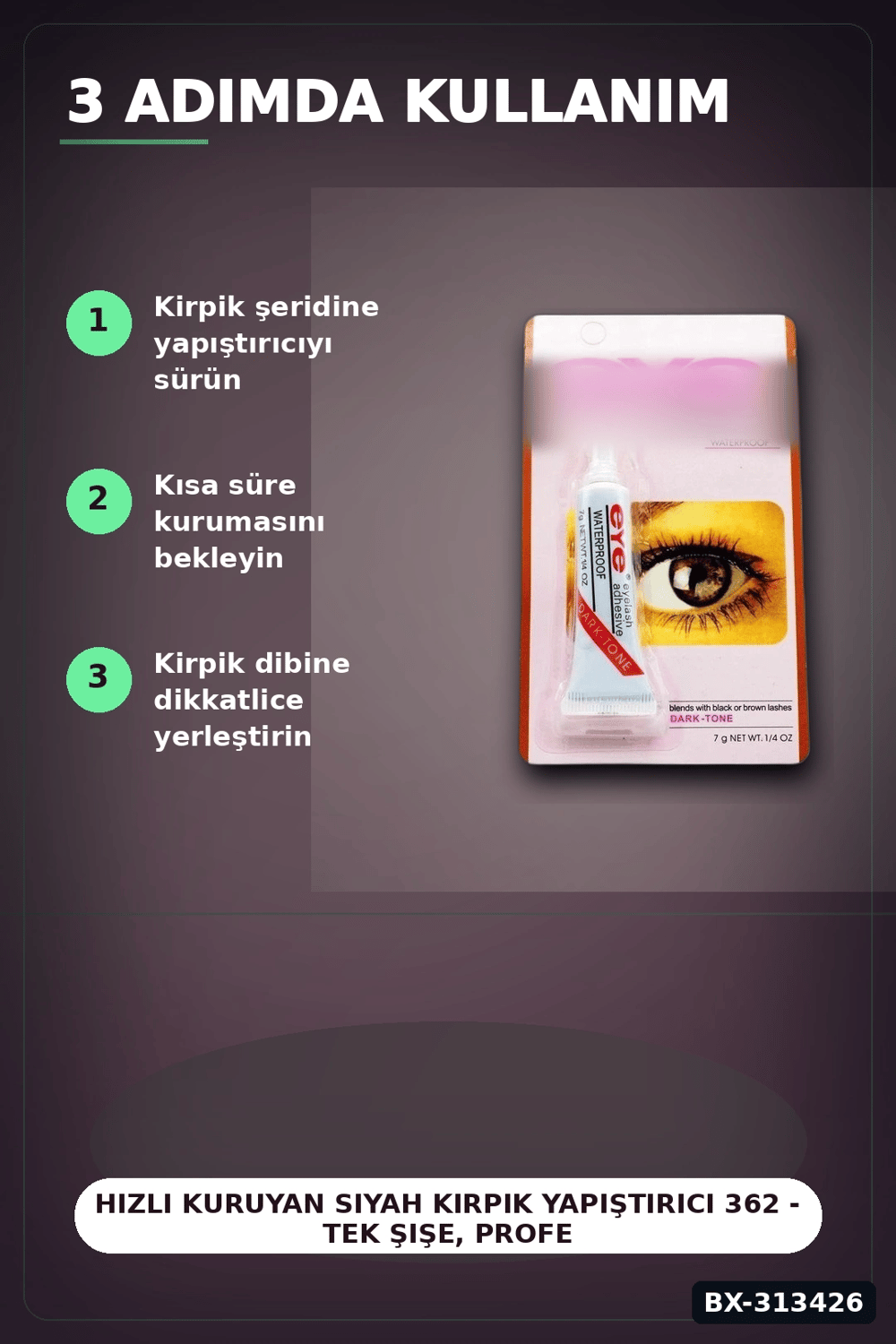 Hızlı Kuruyan Siyah Kirpik Yapıştırıcı 362 - Tek Şişe, Profesyonel Kozmetik Aksesuarı BX-313426