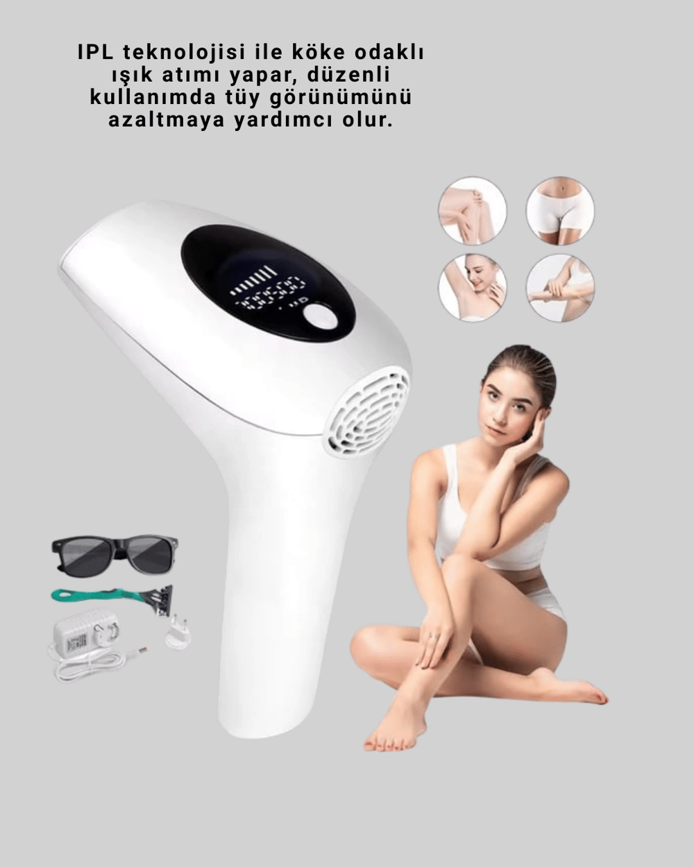 IPL Lazer Epilasyon Aleti 5 Kademeli Güç Ayarlı